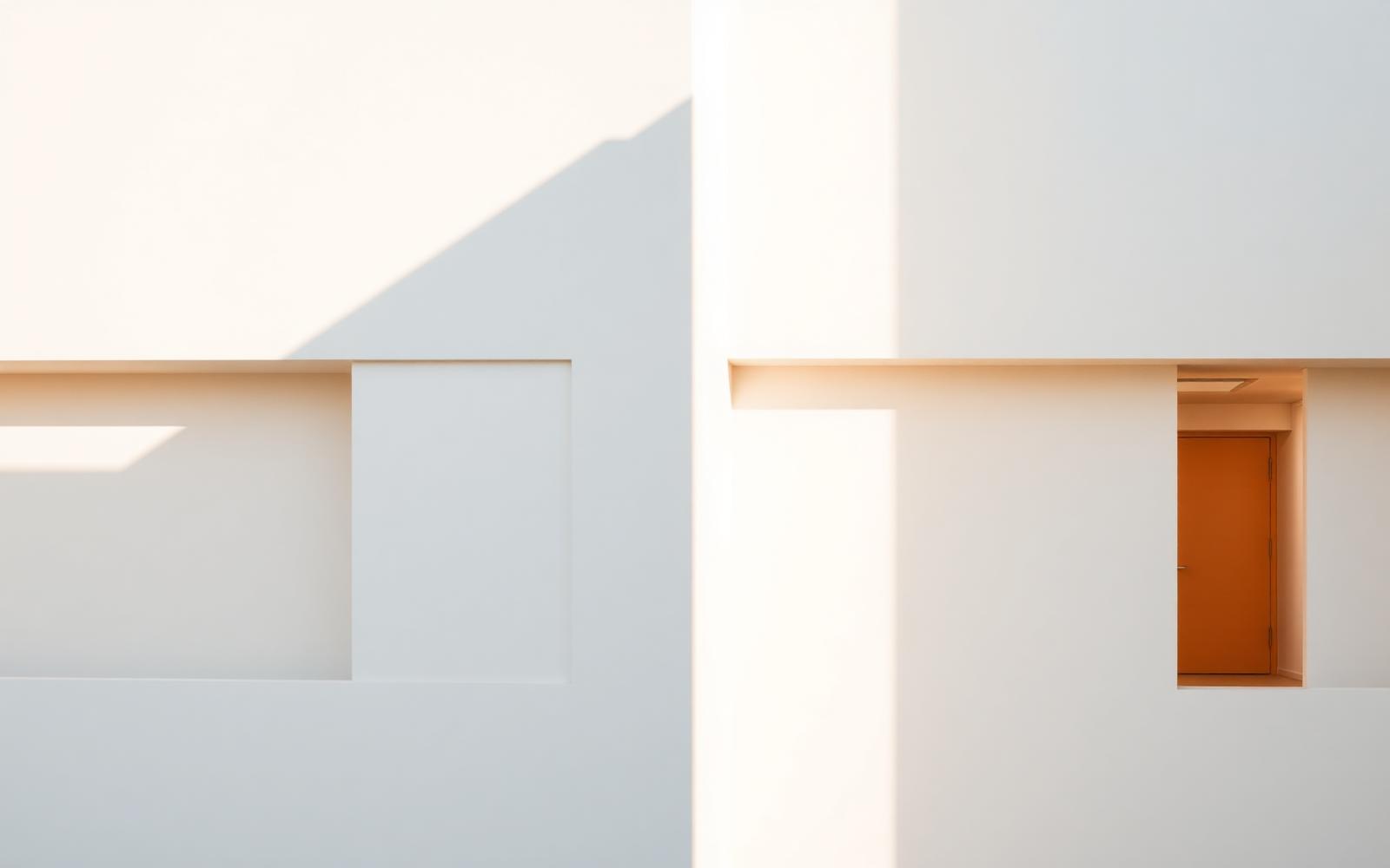 Bright minimal architecture with warm daylight